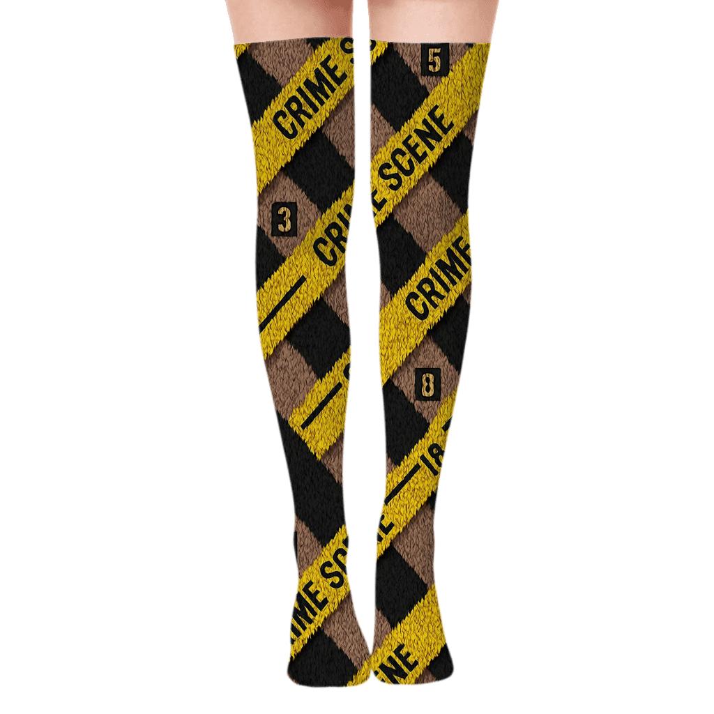 Crime Scene Investigator Evidence Tape Wave Bands custom over-the-knee socks