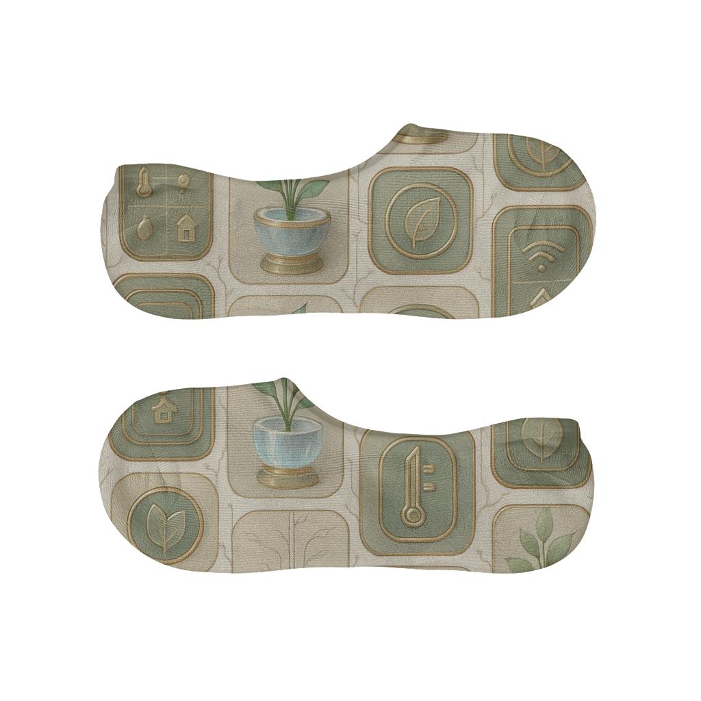 Digital Garden Grid With 2025 Interface Bloom soft cotton no-show socks