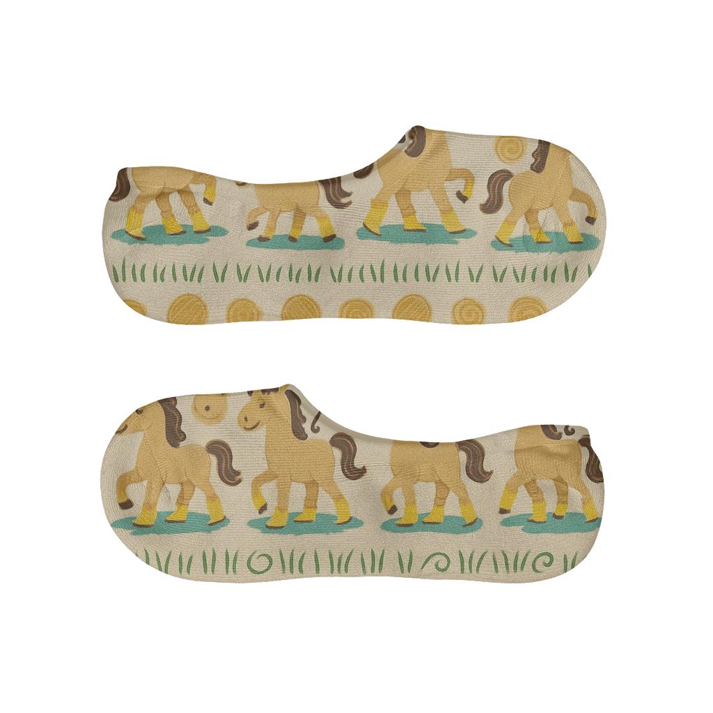 Playful Pasture Scene With Horse Band Borders unique hidden socks