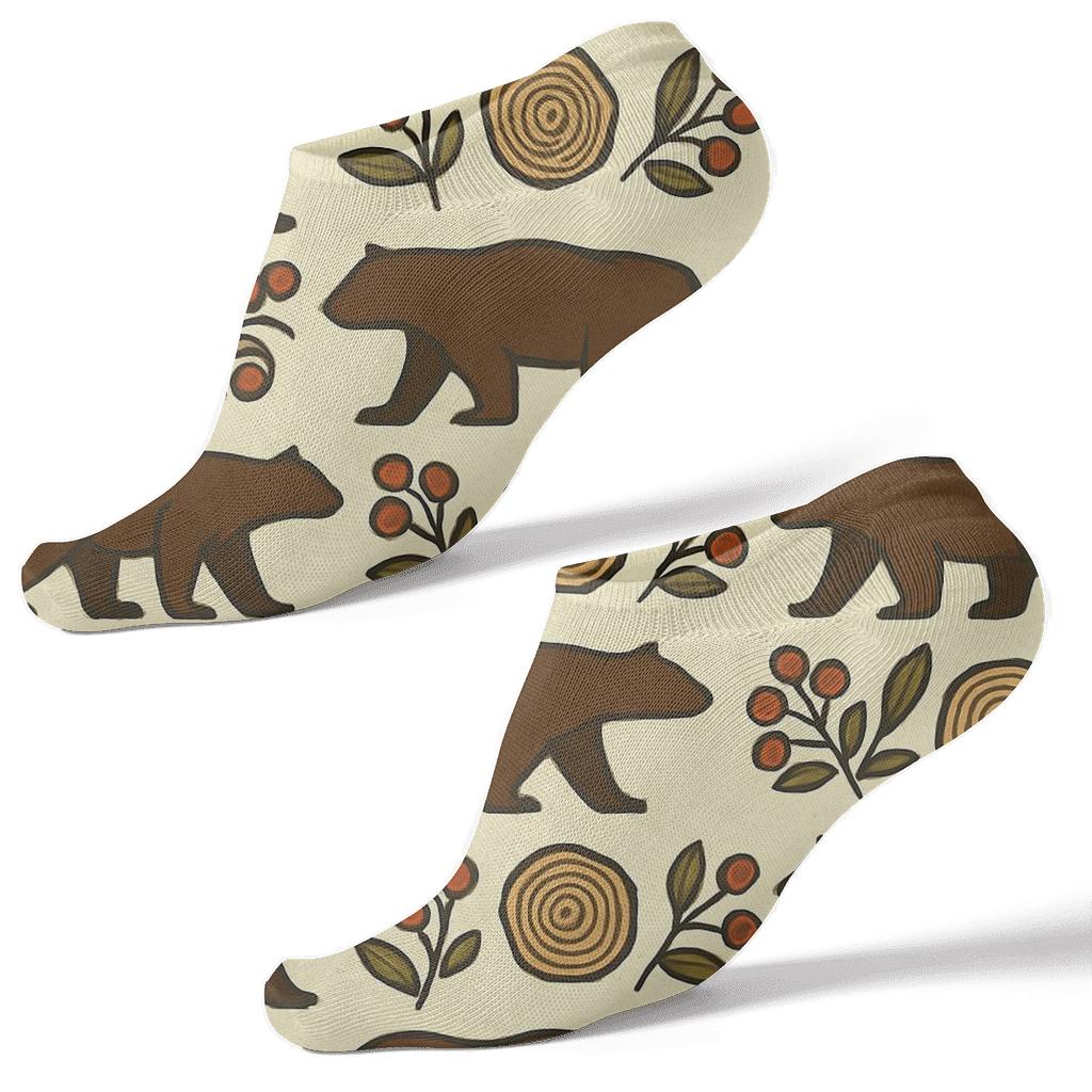 Woodland Poster Study With Bear Motif Bands personalized ankle socks