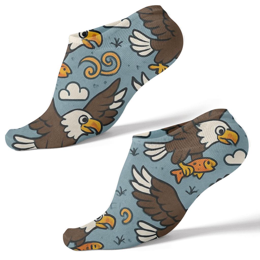 Sky Party Tiles With Eagle In Flight unique graphic ankle socks