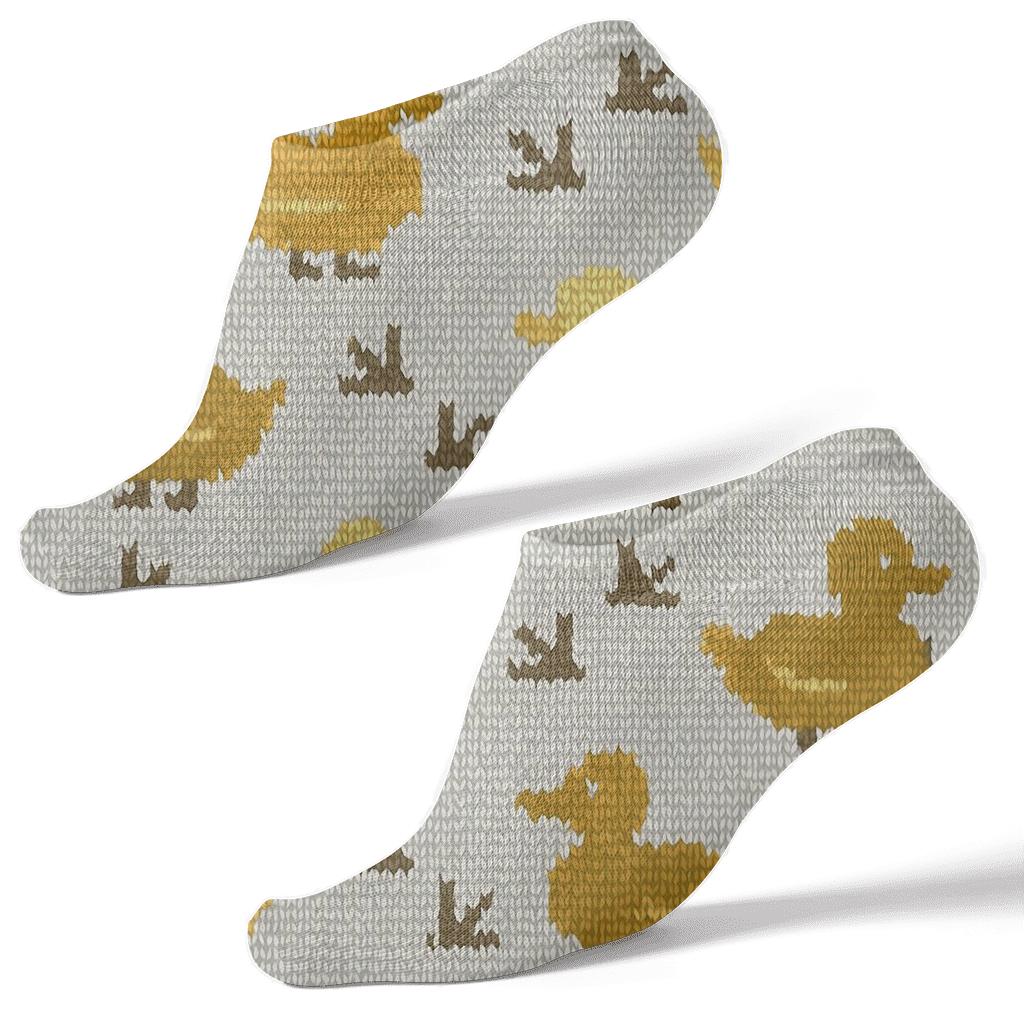 Knitted Grid With Duck Silhouettes custom ankle socks