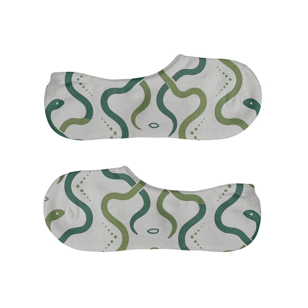 Botanical Chic Pattern With Snake Silhouettes soft cotton no-show socks