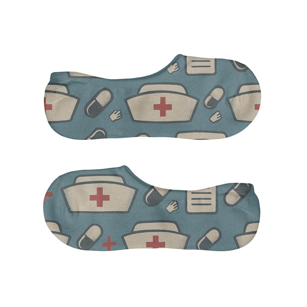 Vintage Poster Nurse Caps On Powder Blue comfortable invisible socks