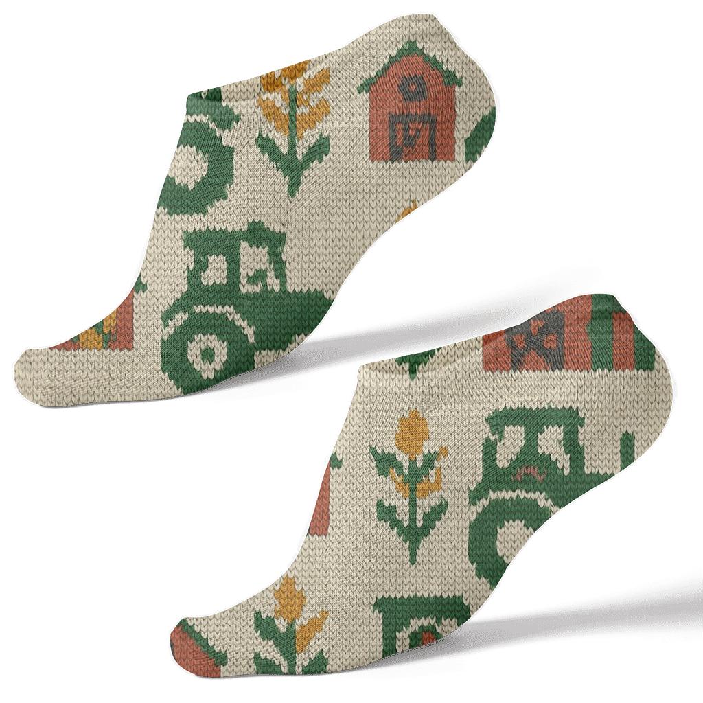 Farmer Tractor Quilt Grid personalized ankle socks