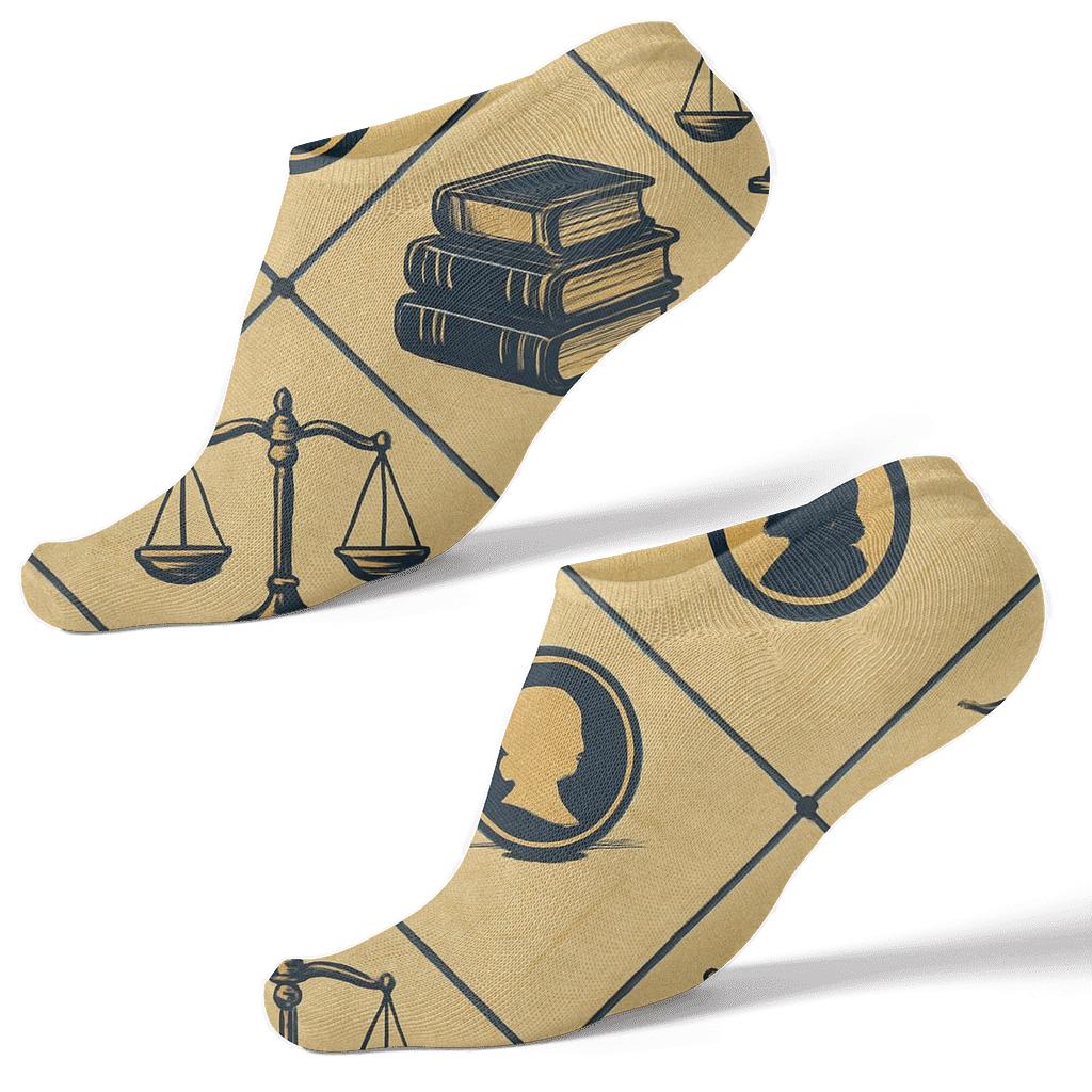 Scales And Law Books With Judge Medallions designer print ankle socks