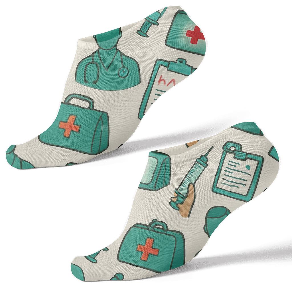 Clinic Party Collage With Doctor Tools Rhythm stylish athletic ankle socks