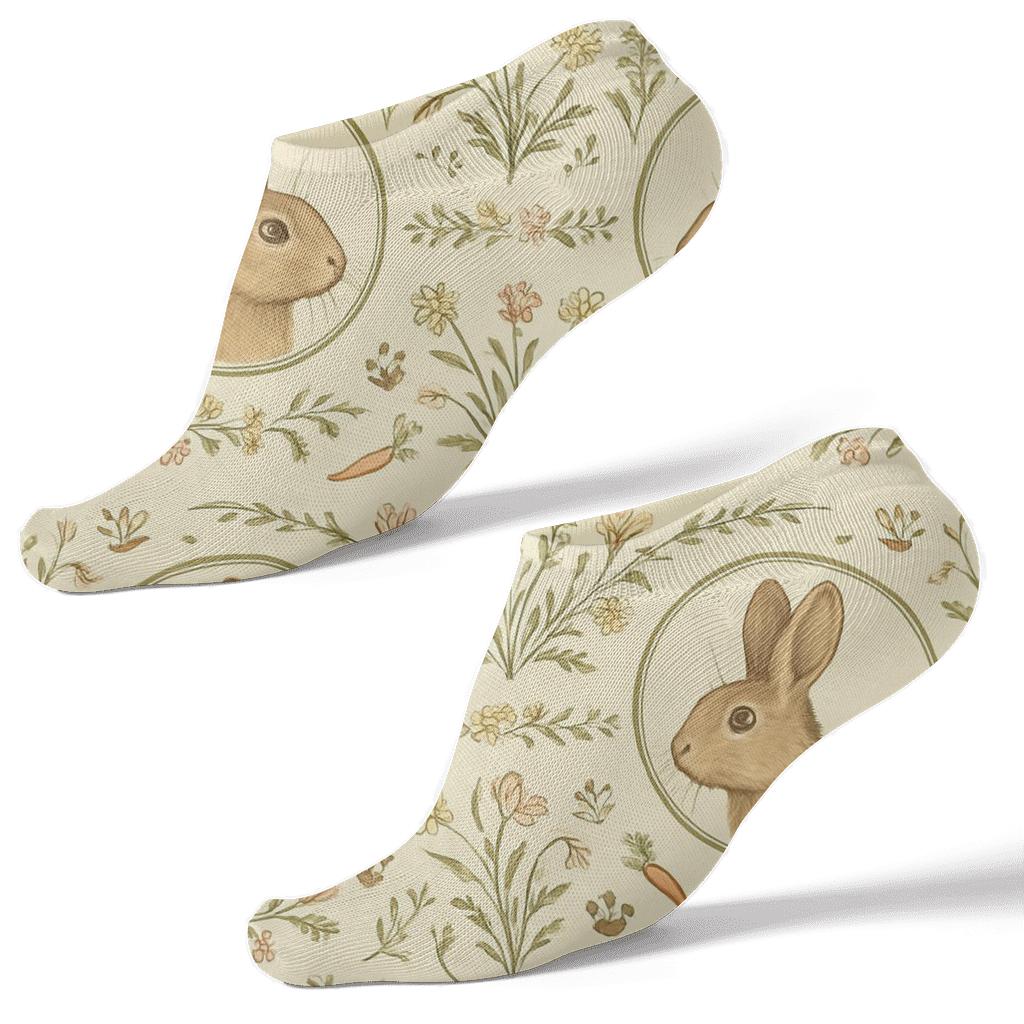 Meadow Study With Rabbit Medallions unique graphic ankle socks