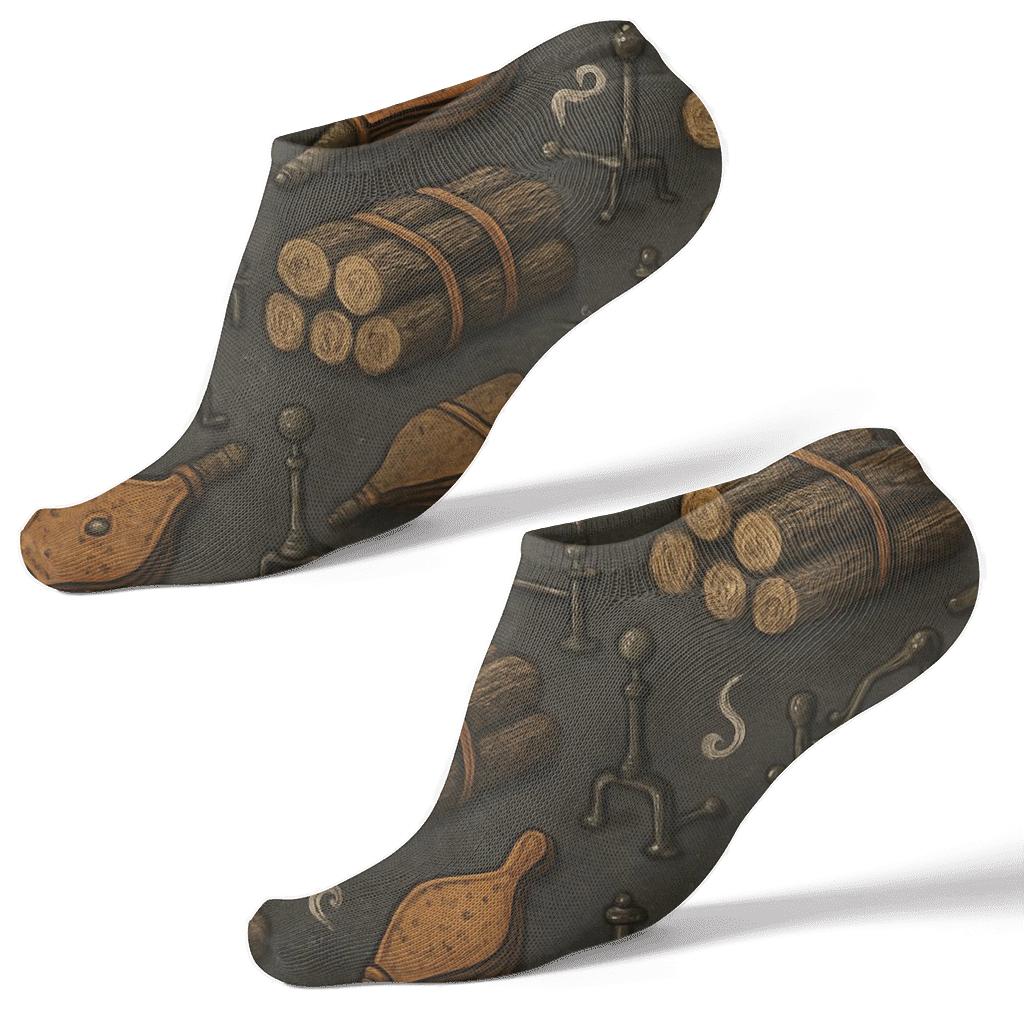 Stacked Logs With Heart Copper Inlay Repeat trendy patterned ankle socks