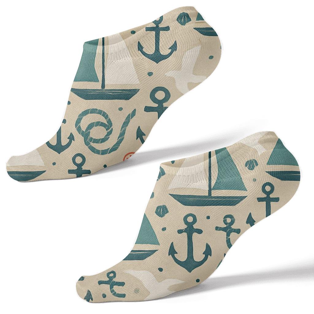 Nautical Collage Pattern Sailor Crafted custom ankle socks
