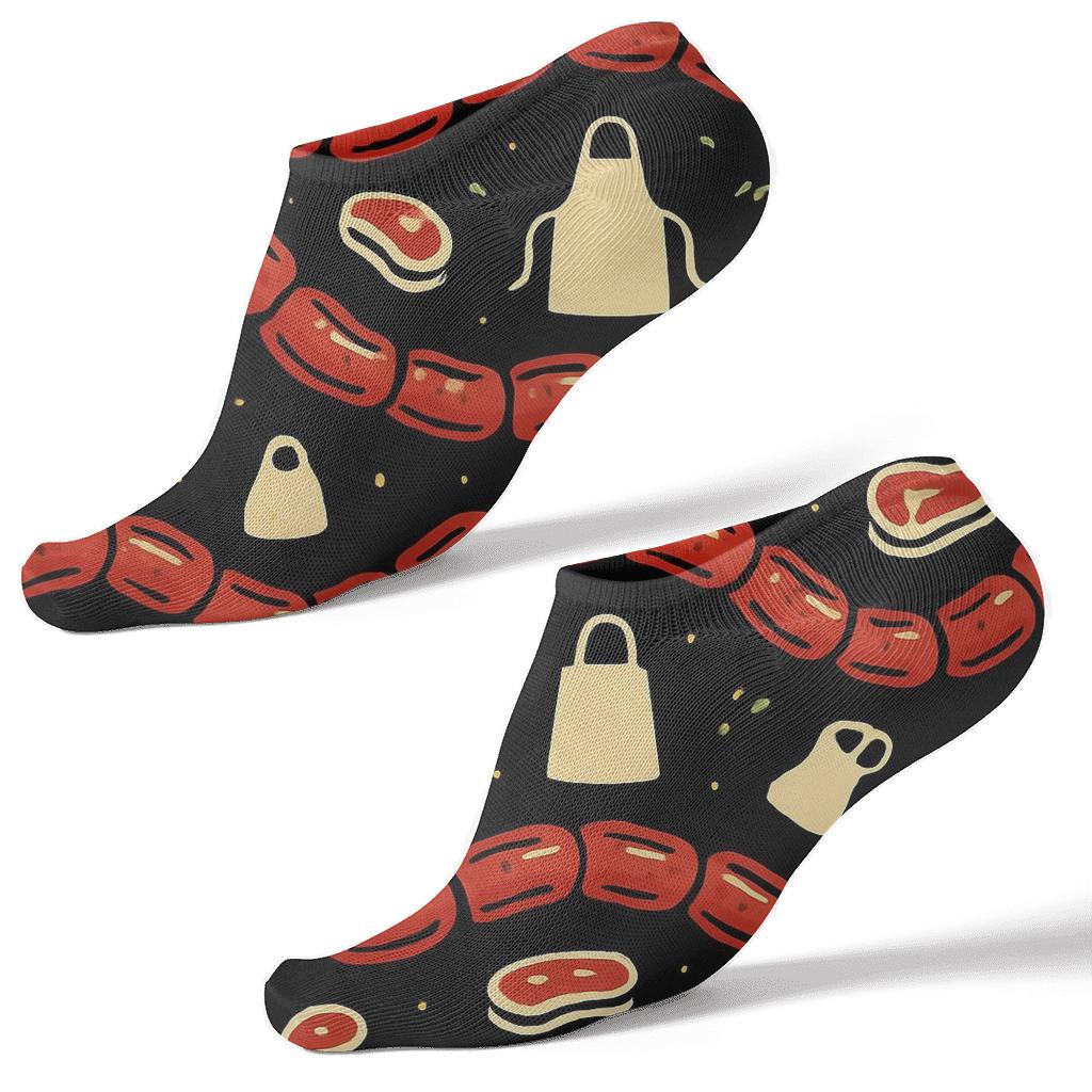 Sausage Garland With Butcher Apron Icons stylish athletic ankle socks