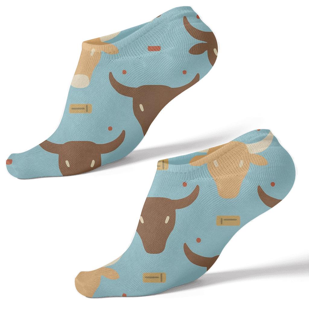 Cattle Chevron On Sky Blue Background For Rancher comfortable cotton ankle socks
