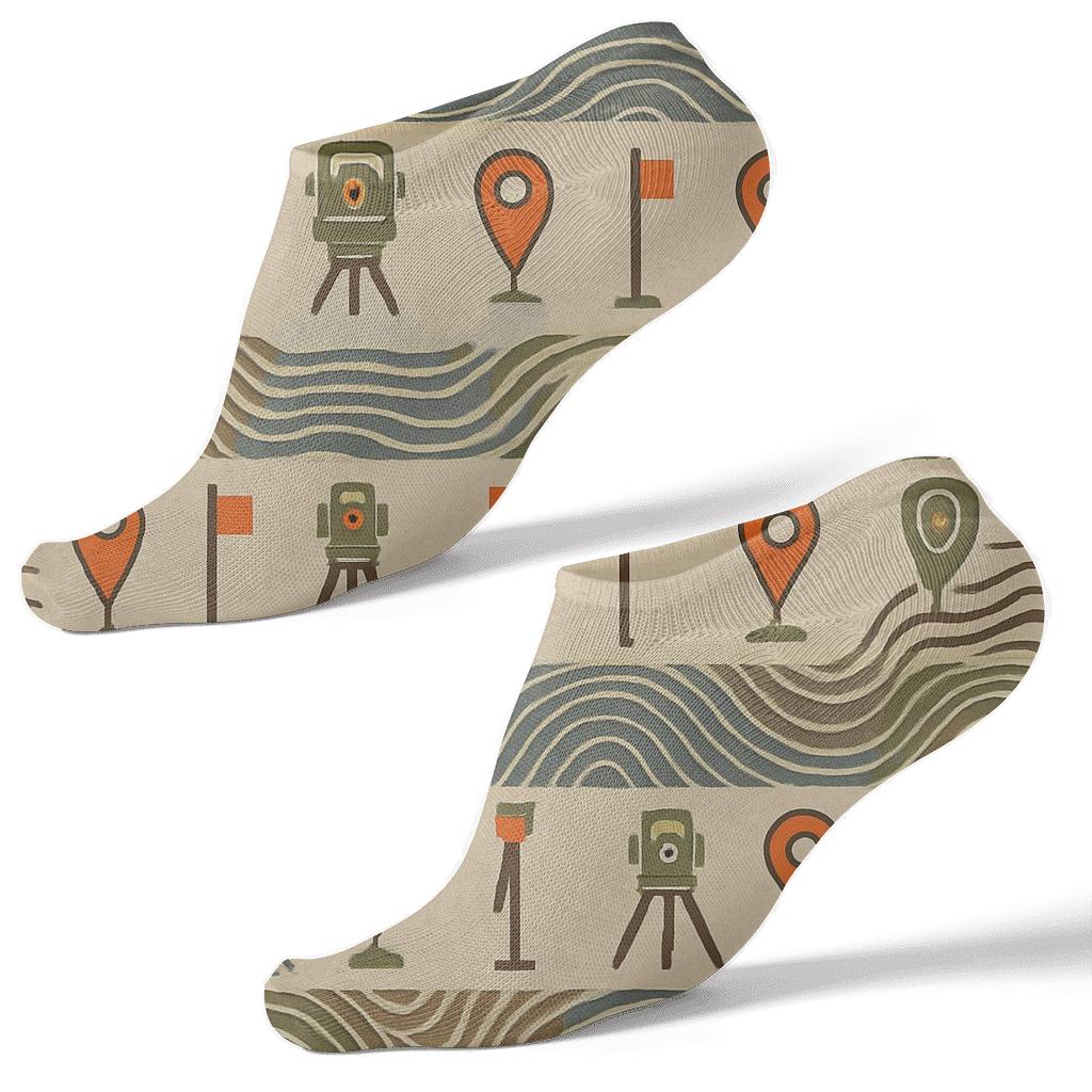 Topographic Collage Surveyor Pattern Bands soft everyday ankle socks