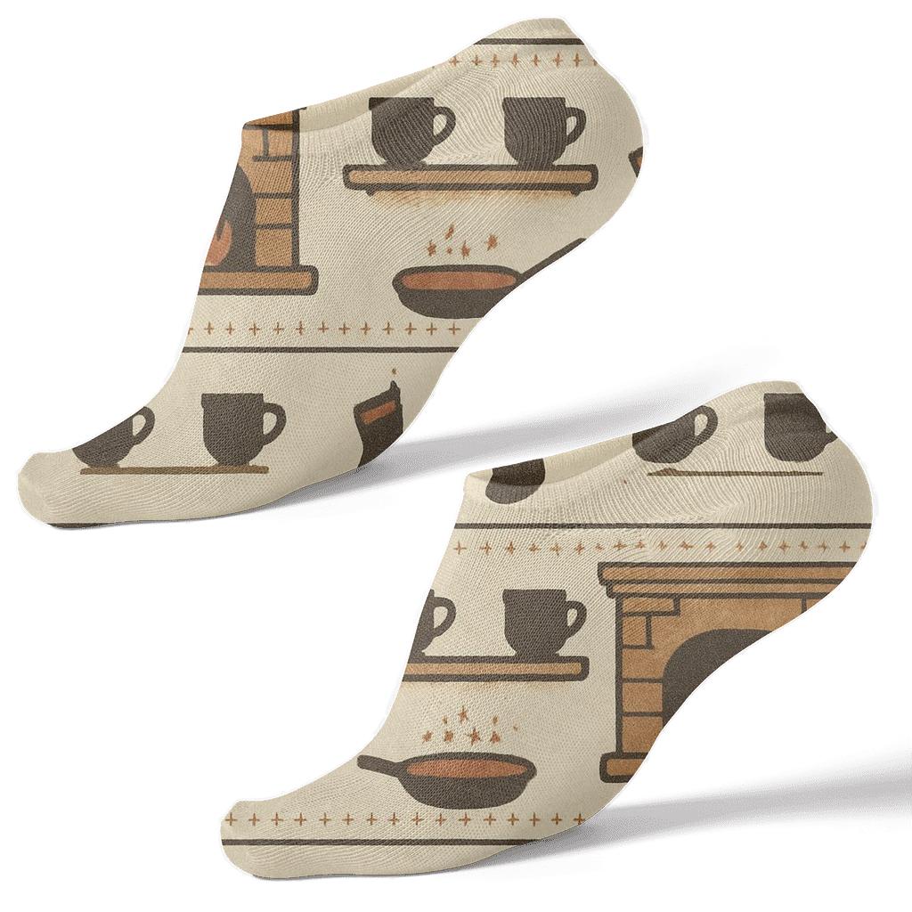Mantel Landscape Repeat, Winter Fireplace comfortable cotton ankle socks