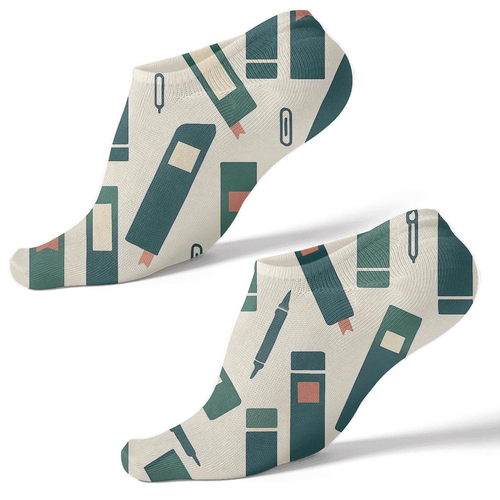 Book Spine Lattice, Librarian Edition unique graphic ankle socks