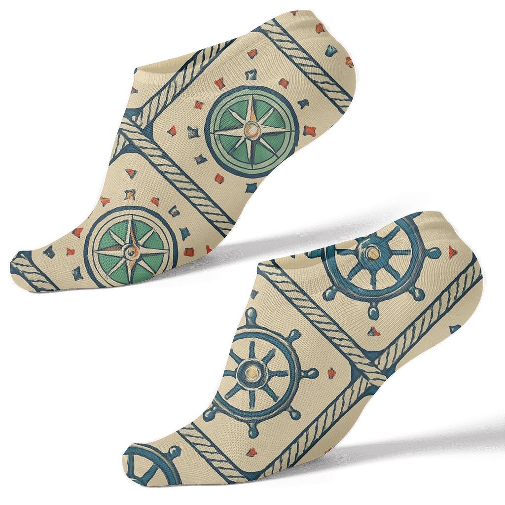 Ropework Lattice For Ship Captain On Sandy Beige premium sports ankle socks