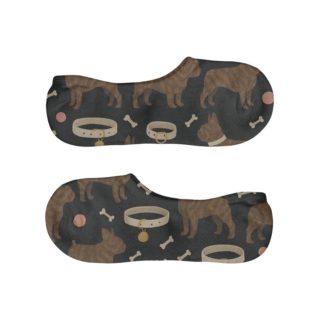 Midnight Brindle Bulldog Collar Lattice personalized no-show socks
