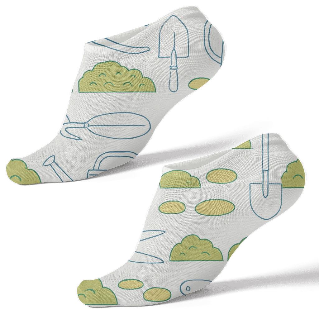 Garden Blueprint Bands For Landscaper Calm designer print ankle socks