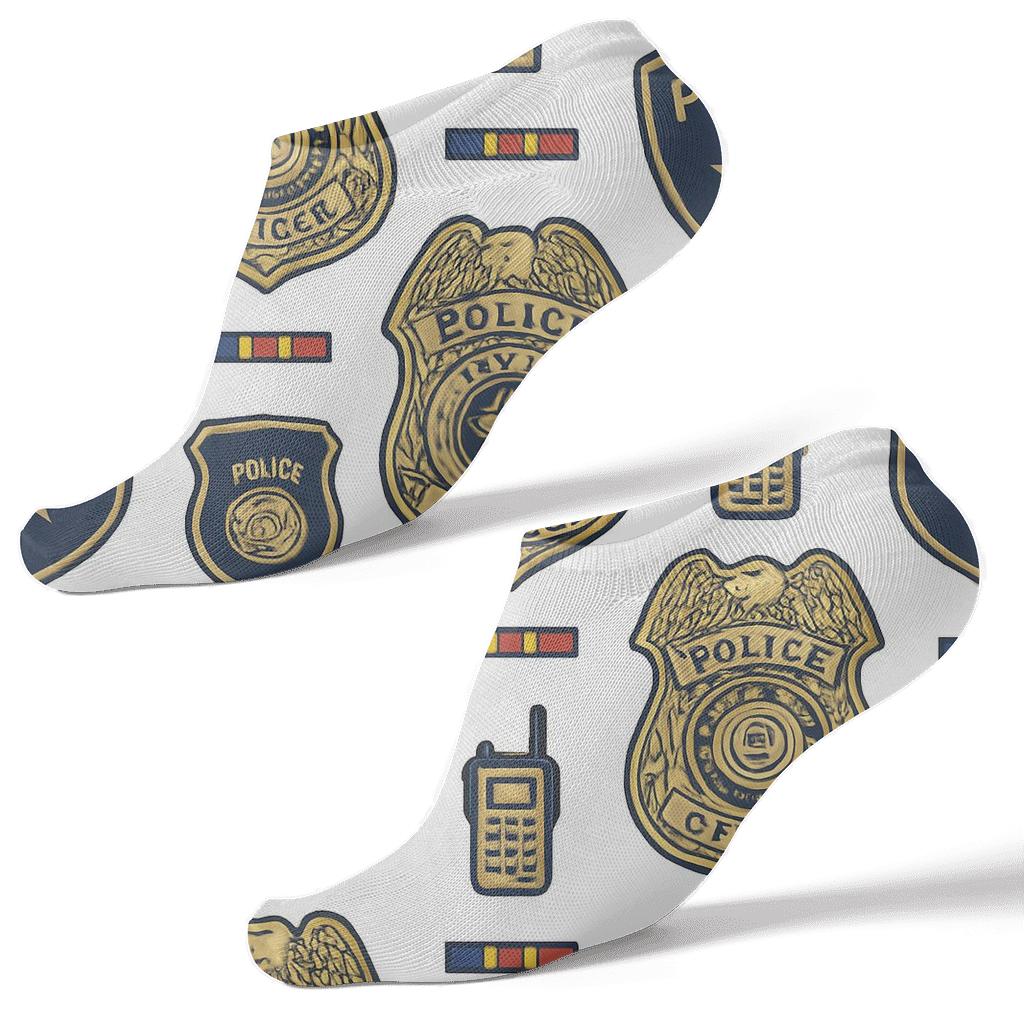 Ceremonial Badge Lattice With Police Officer Accents designer print ankle socks