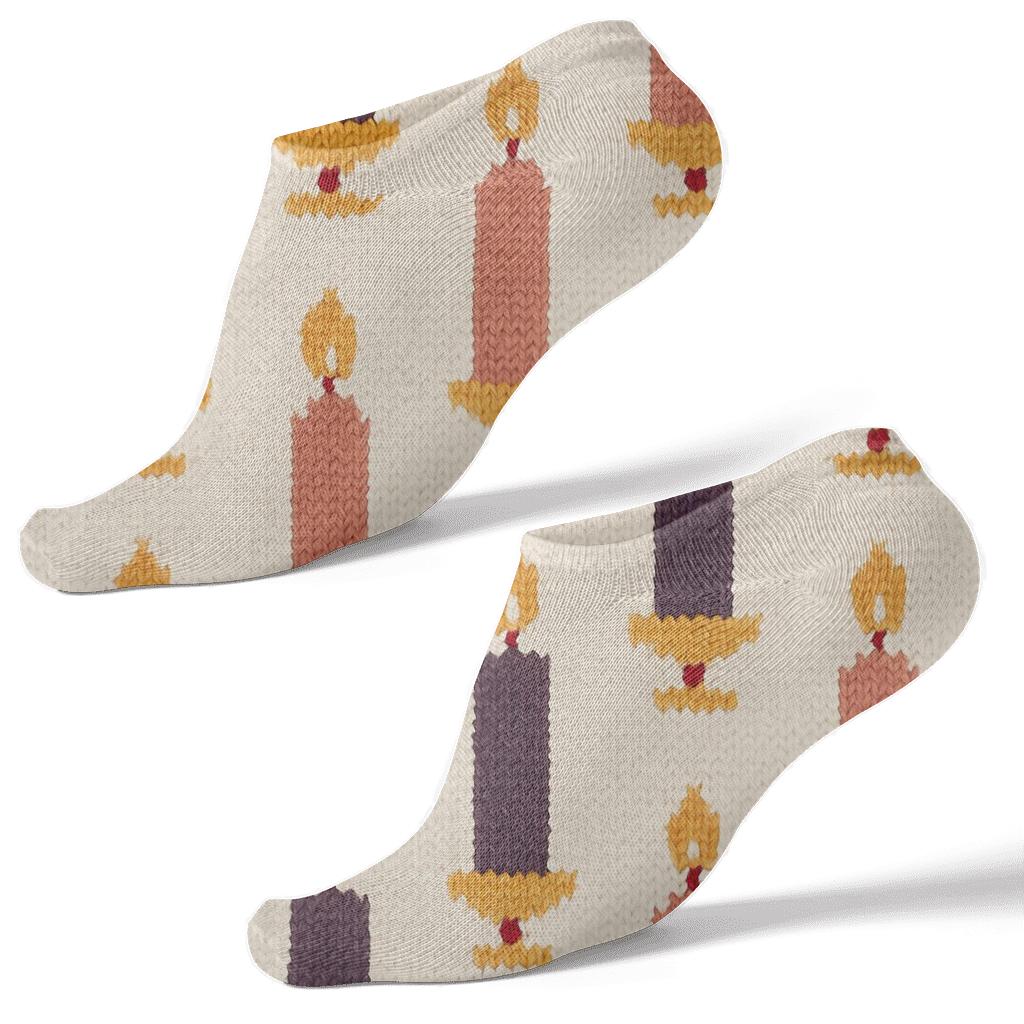 Woven Grid With Advent Candles Emblem Tiles custom ankle socks