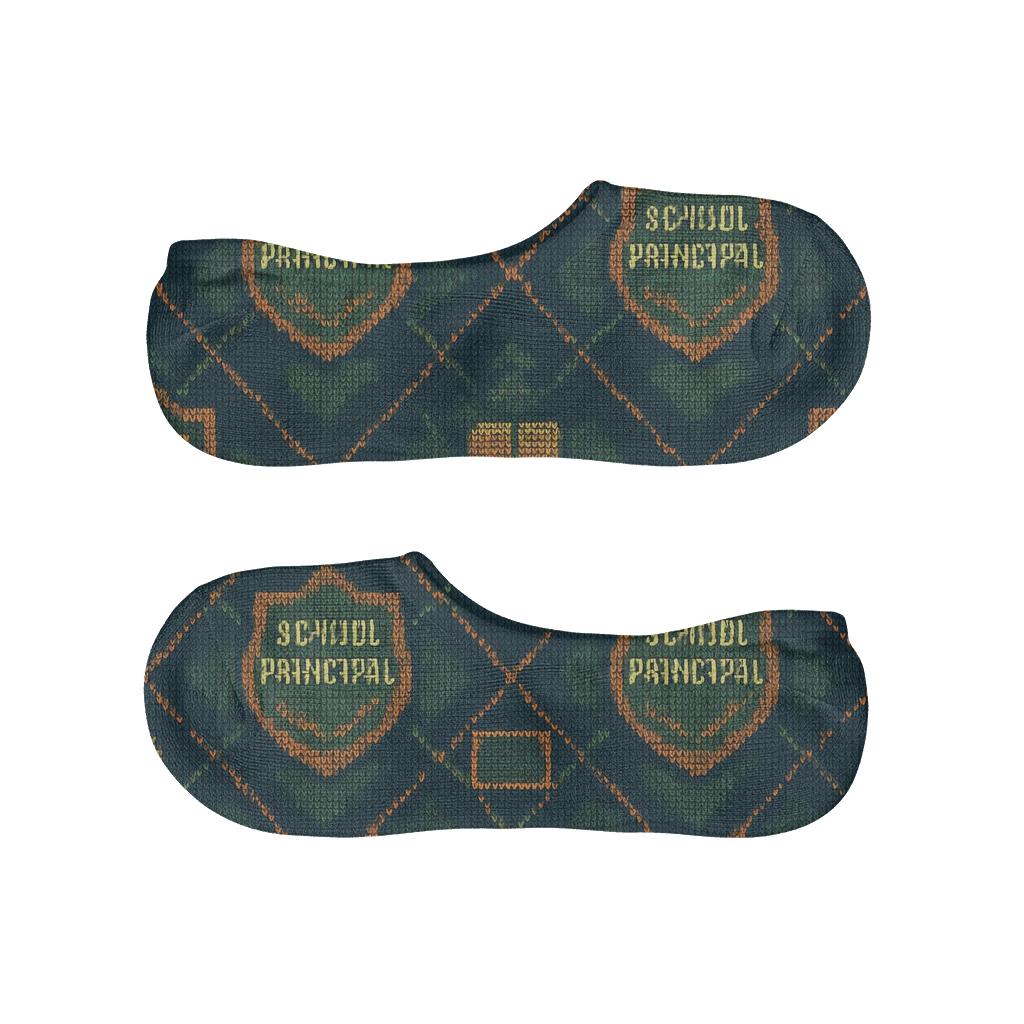 Knitted Illusion School Principal Badge Argyle anti-slip no-show socks