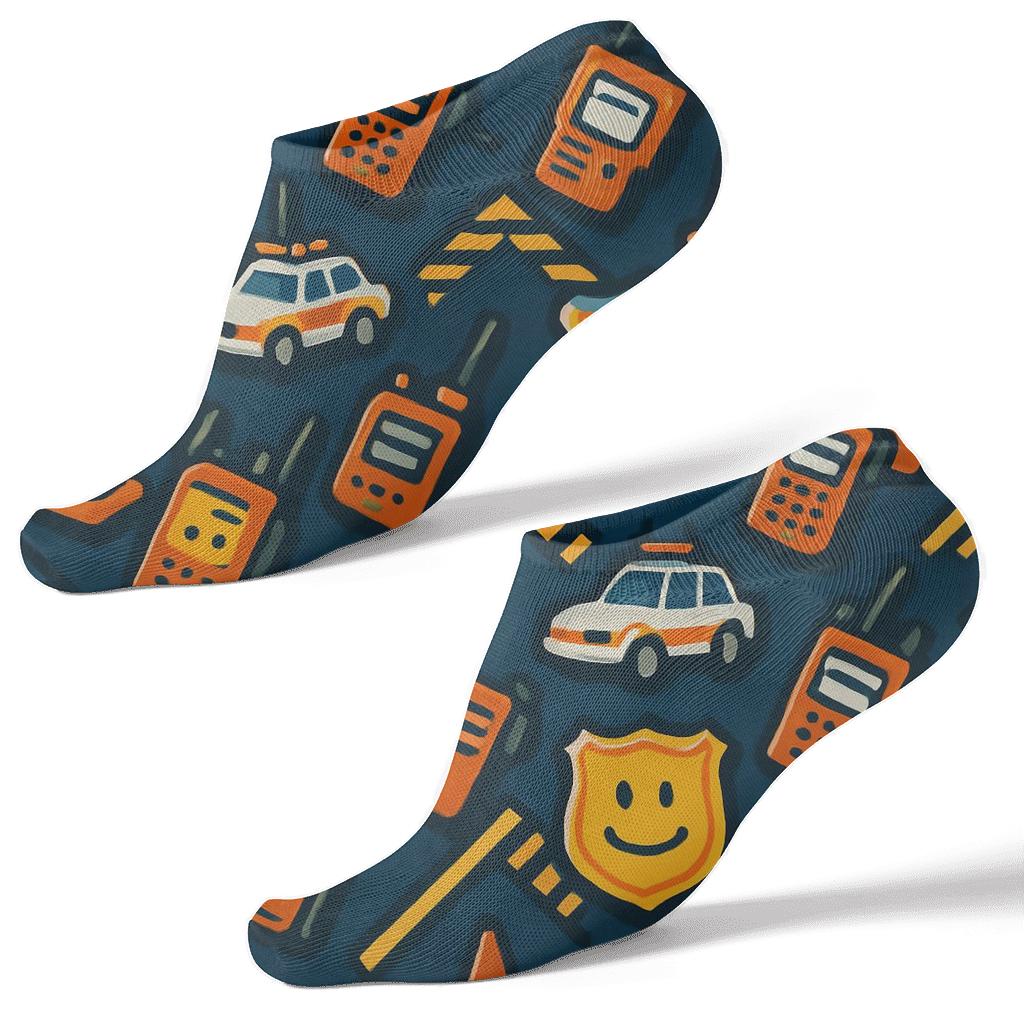 Midnight Checkpoint Pattern, Security Guard Edition stylish athletic ankle socks