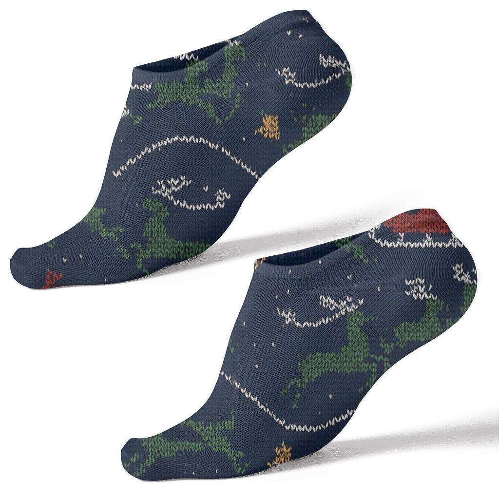 Knit Illusion Motif Santa Claus Sleigh Wave unique graphic ankle socks