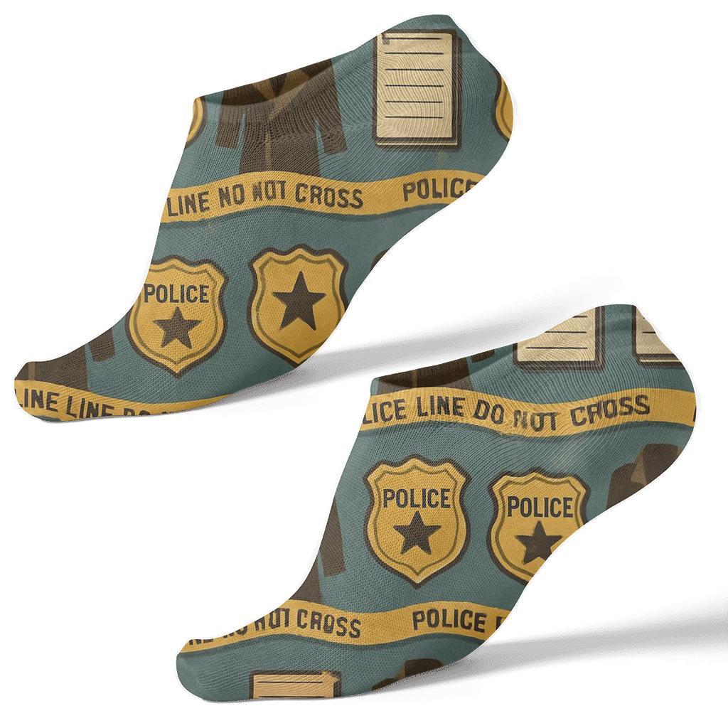 Detective Blue Police Detective Badge Stripe Tapestry trendy patterned ankle socks