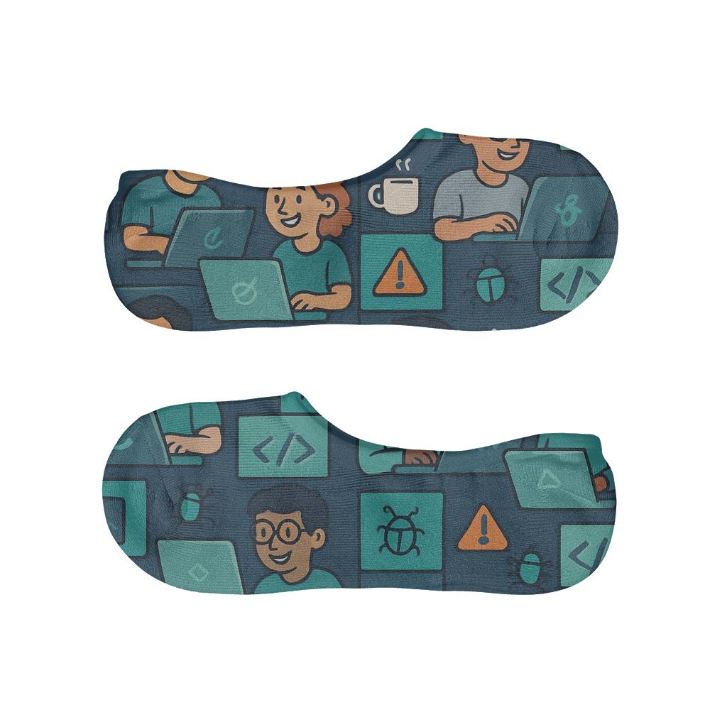 Hackathon Patchwork For Software Developer breathable seamless no-show sockscustom no-show socks