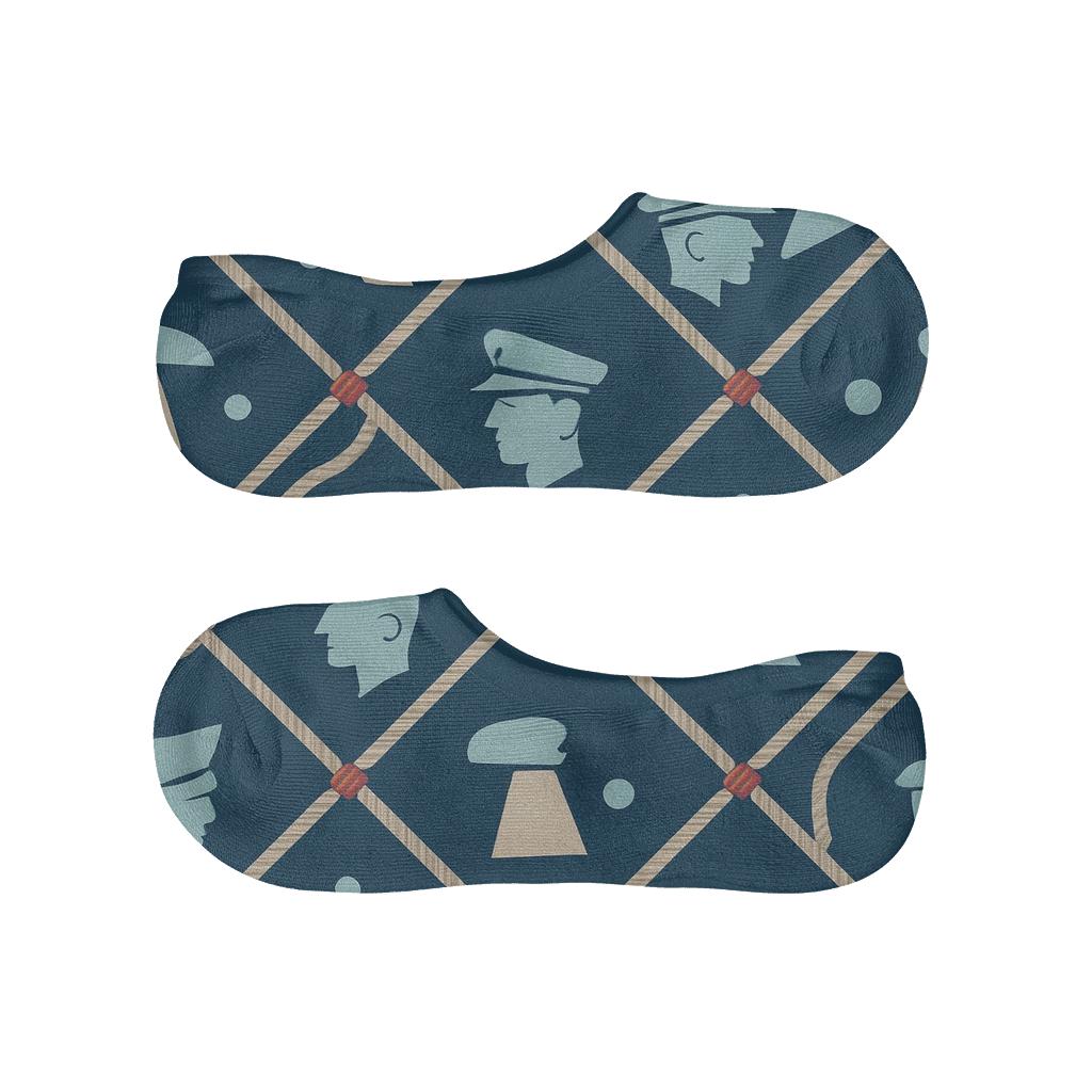 Nautical Rope Lattice Coast Guard Officer Print soft cotton no-show socks