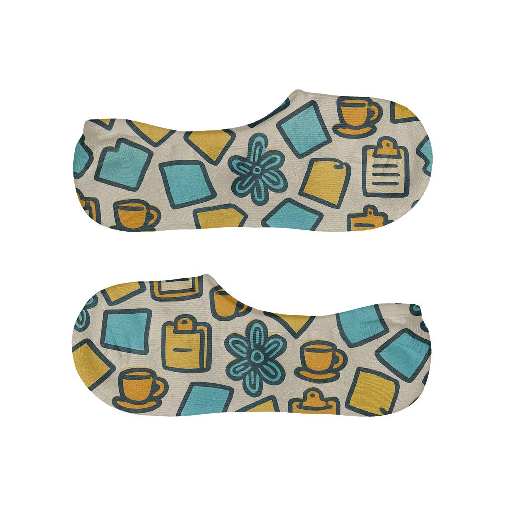Sticky Note Spiral Tiles For The Office Manager designer printed no-show socks
