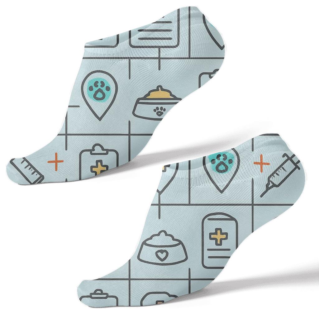 Medical Chart Lattice In Veterinary Technician Style comfortable cotton ankle socks