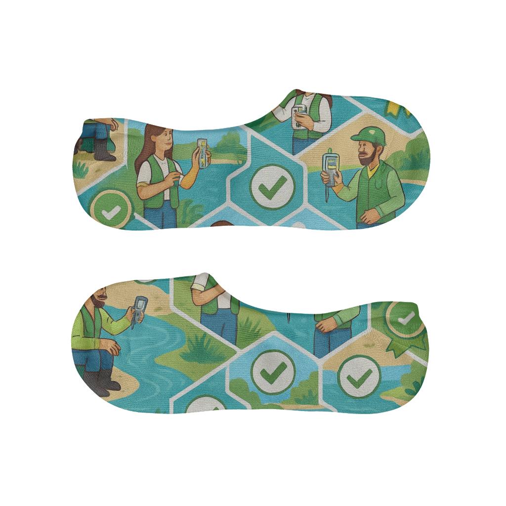 Water Quality Stations With Environmental Inspector Icons low cut no-show socks