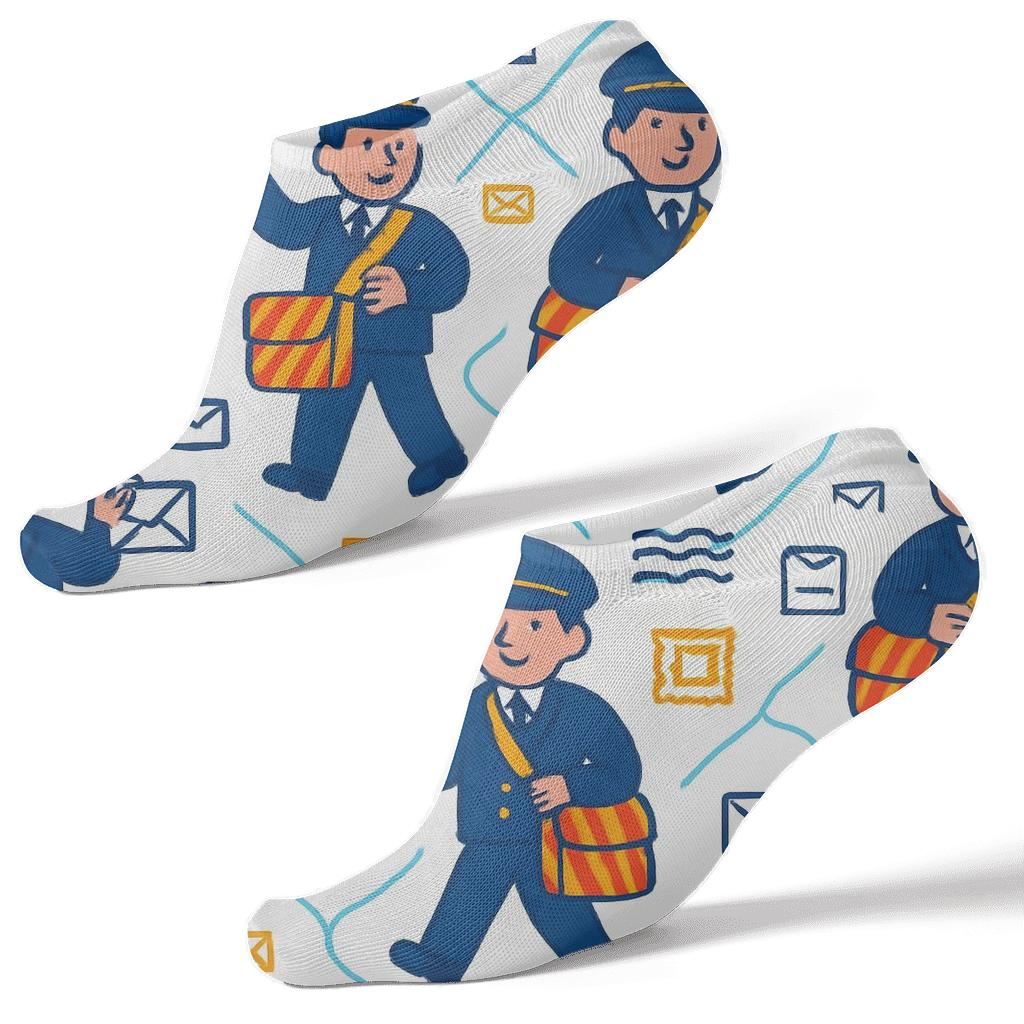 Delivery Route Tiles With Postal Worker Charm personalized ankle socks