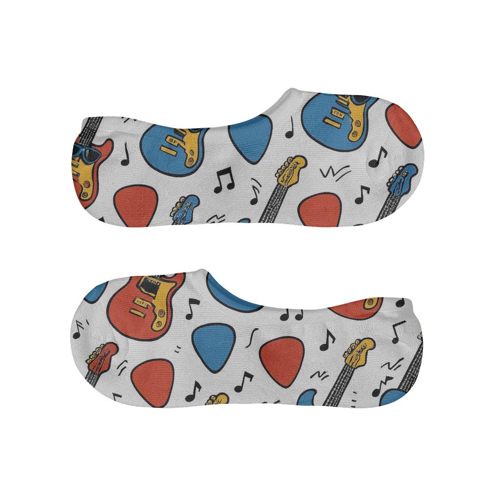 Electric Pick Parade With Guitar Motifs personalized invisible socks