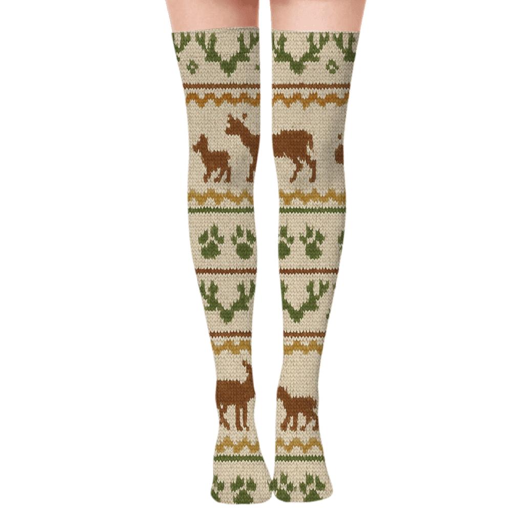 Knitted Woodland Bands Deer Pattern custom over-the-knee socks