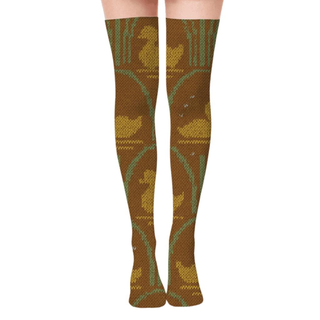 Knitted Duck Reed Lattice premium cozy over-the-knee socks