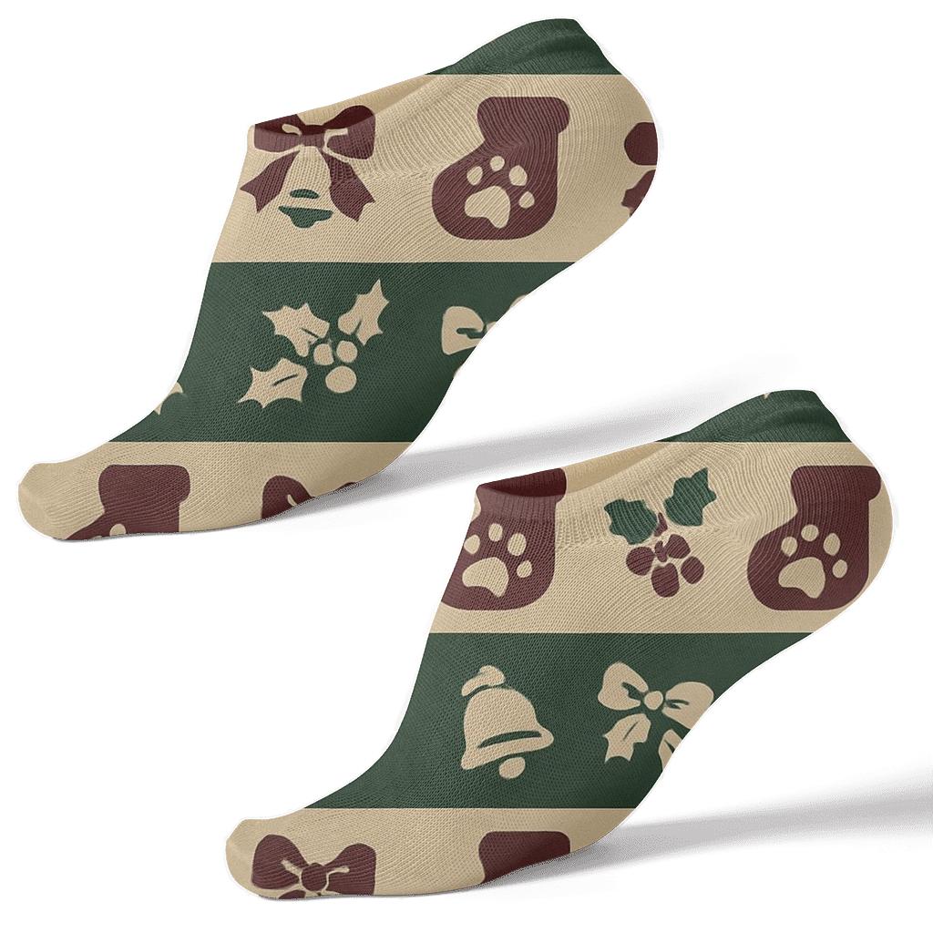 Paw Print Stocking Bands On Beige Background personalized ankle socks