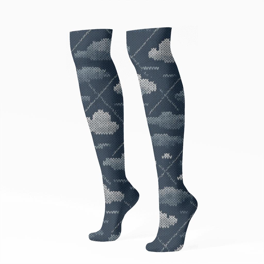 Clouds Knit Illusion Stratus Lattice comfortable cotton knee-high socks