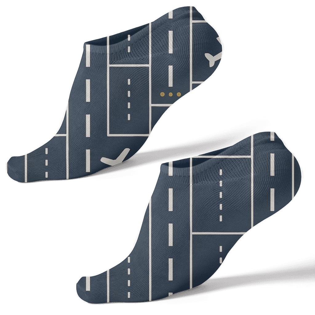 Runway Lattice Airplane Takeoff Marks designer print ankle socks