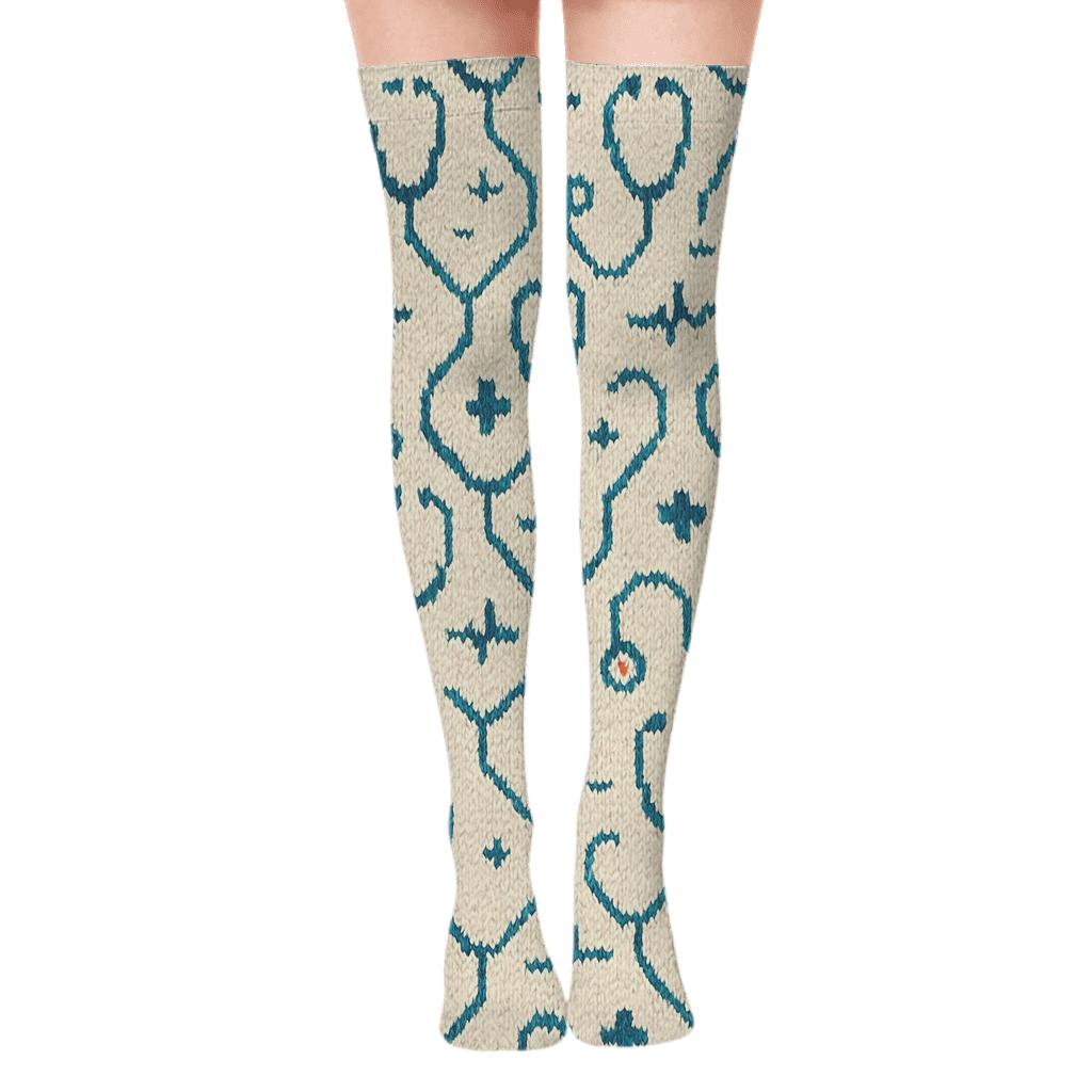 Knitted-Illusion Doctor Stethoscope Lattice personalized over-the-knee socks