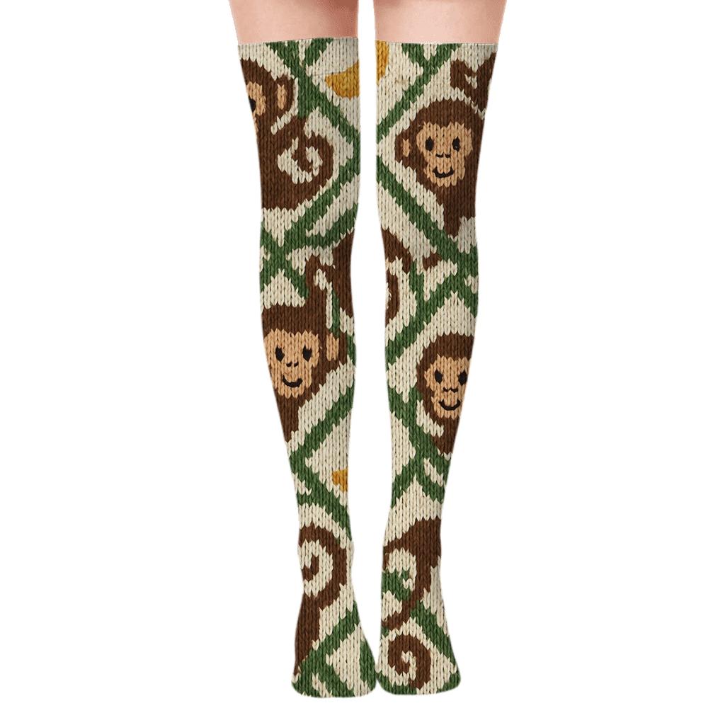 Knitted Illusion Vine Lattice, Monkey Edition trendy patterned over-the-knee socks