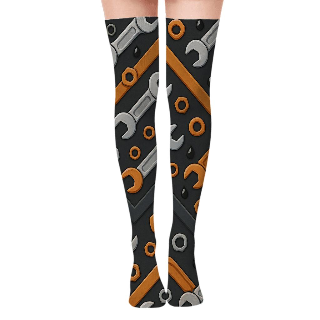 Wrench Chevron Parade In Mechanic Style custom over-the-knee socks