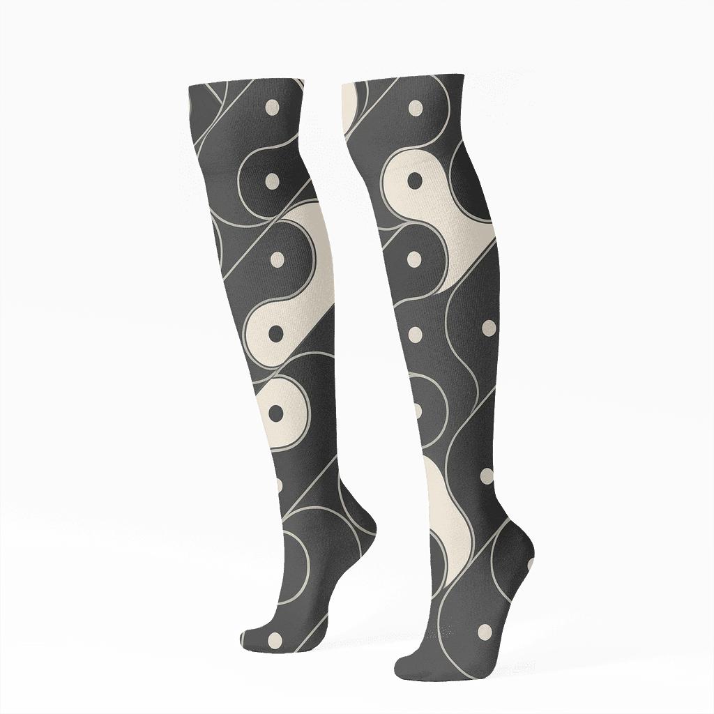 Charcoal Teardrop Mirror Lattice With Silver Accents soft everyday knee-high socks