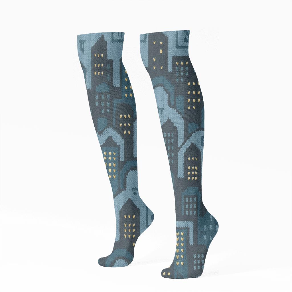 Architect Skyline Knit Tessellation stylish athletic knee-high socks