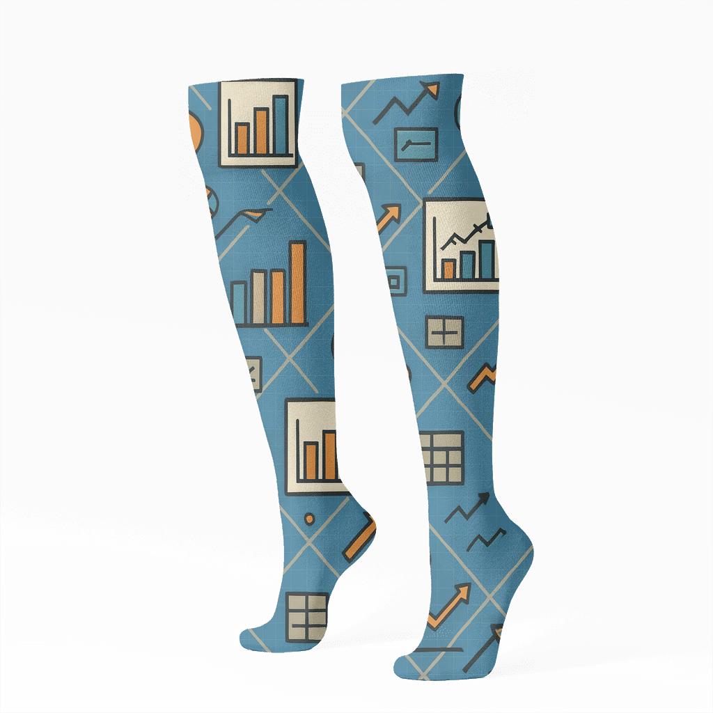 Data Analyst Metric Confetti Tessellation trendy patterned knee-high socks