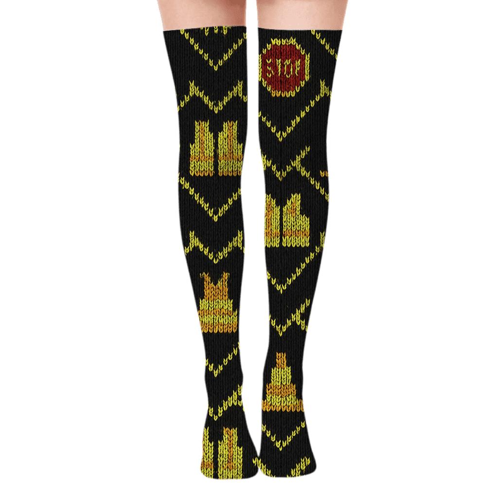 Crossing Guard Chevron Knit Illusion soft everyday over-the-knee socks