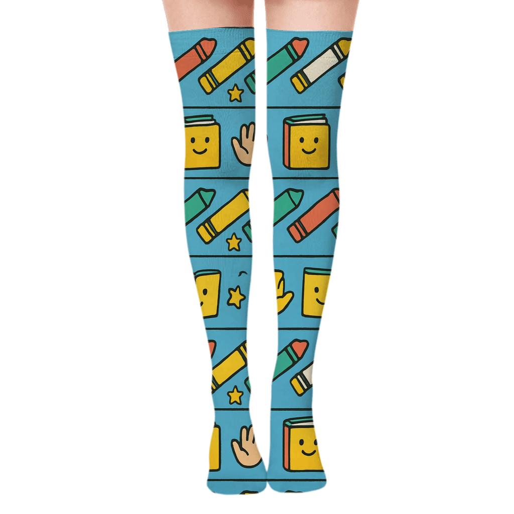 Crayon Constellation Bands For Childcare Worker personalized over-the-knee socks