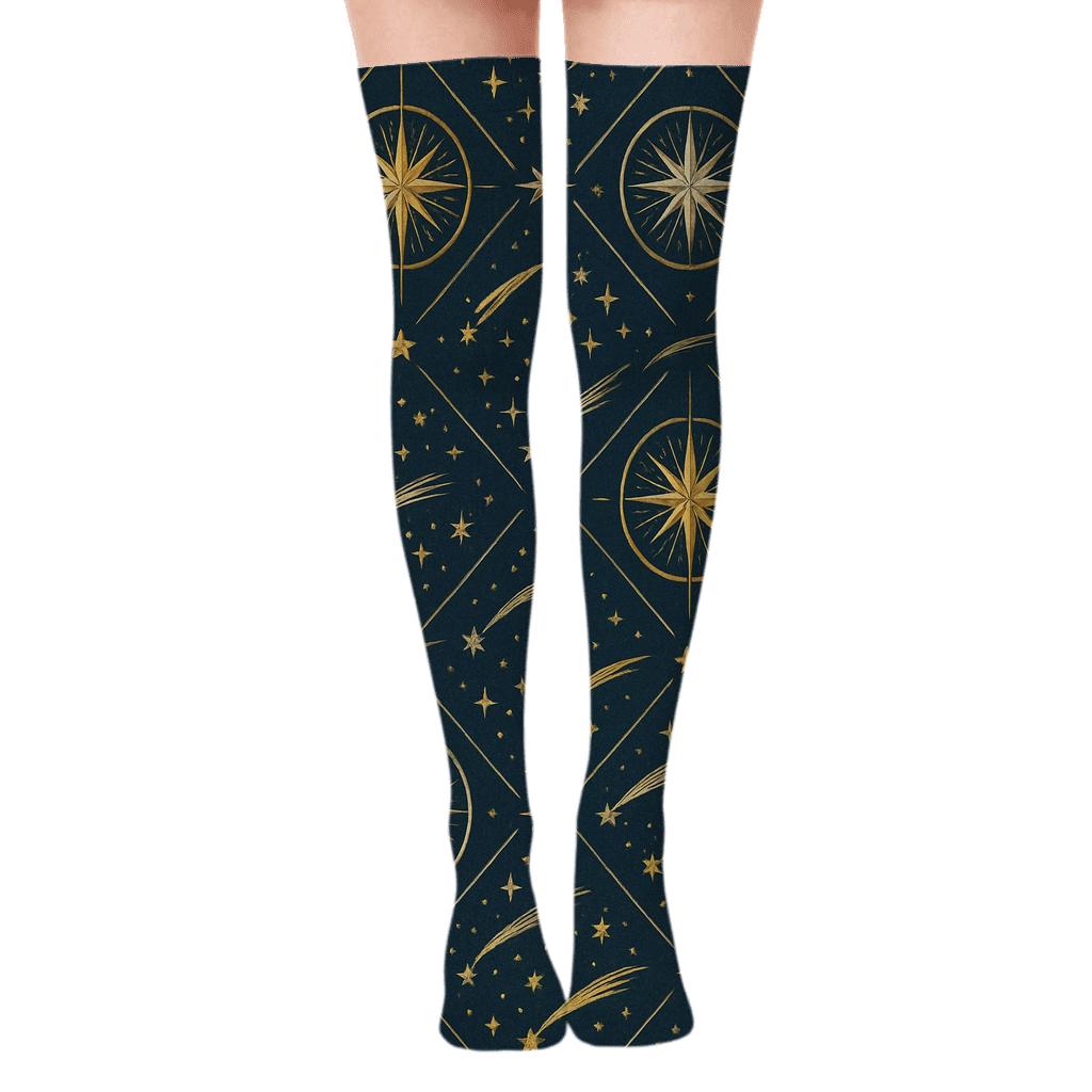 Star Of Bethlehem Radiant Medallion Lattice unique graphic over-the-knee socks