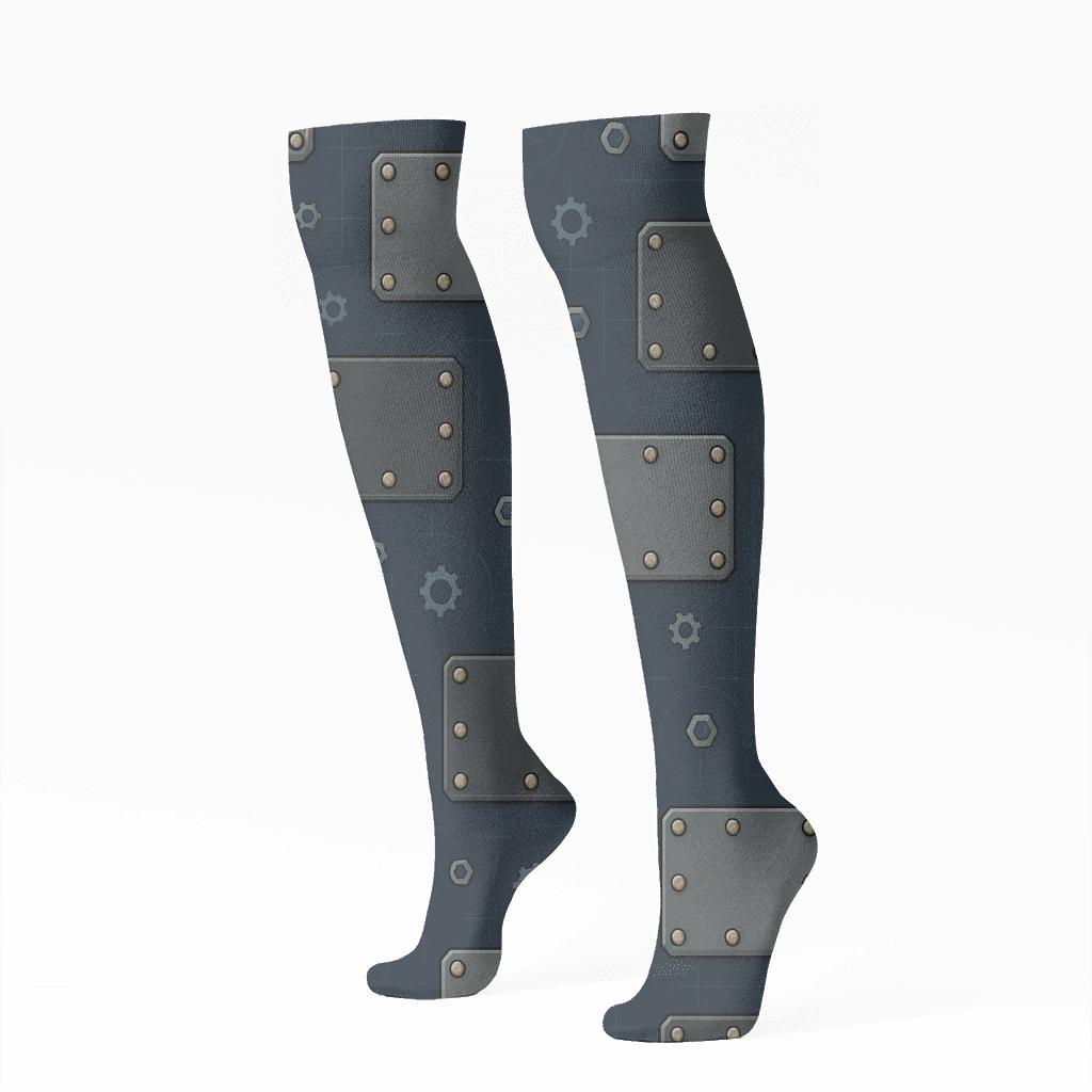 Precision Rivet Lattice, Mechanical Engineer Edition designer print knee-high socks